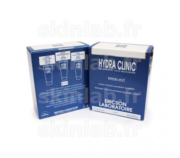 Mini-Kit Hydra Clinic D713 comprenant D714 Crème Aqua D715 Crème Repair D716 Crème Nutri Ericson Laboratoire - 3 Tubes