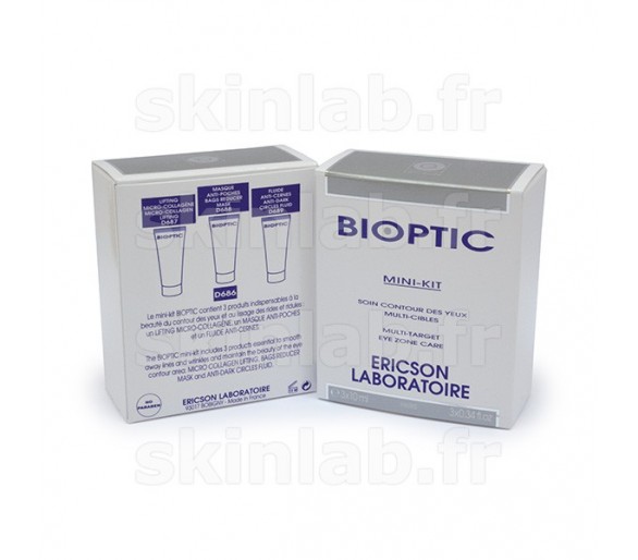 Mini-Kit Bioptic D686 comprenant D687 Lifting Micro-Collagène D688 Masque Anti-Poches D689 Fluide Anti-Cernes Ericson Laboratoir